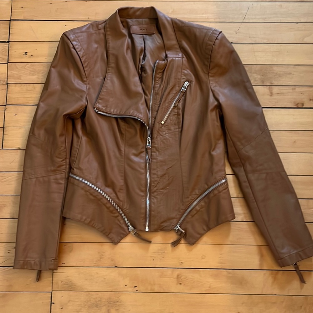 Vegan cognac leather jacket- blank nyc- worn once!
